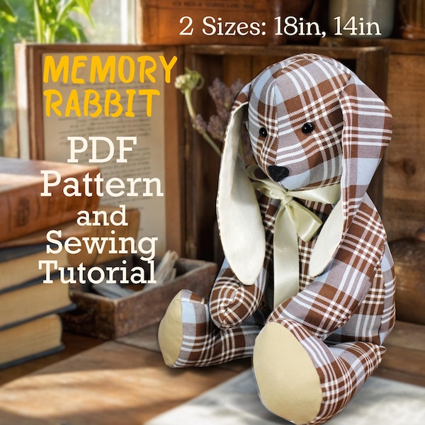 Memory Rabbit Sewing Pattern: 18" Stuffed Bunny (PDF Pattern)