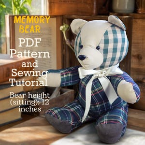 Memory Bear Pattern 12" Easy Sewing Pattern Simple Bear Pattern Sewing Pattern PDF Teddy Bear Pattern Keepsake Bear Sewing Toy Vintage Bear