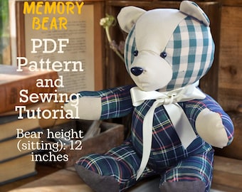 Memory Bear Schnittmuster 12"Schnittmuster Einfacher Bär Schnittmuster Schnittmuster PDF Teddybär Muster Andenken Bär Nähspielzeug Vintage Bär Vintage Bär."