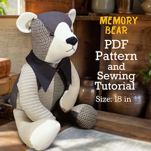Memory Bear 18&quot; Sewing Pattern Simple Bear Pattern Sewing Pattern PDF Teddy Bear Pattern Keepsake Bear Sew Bear Simplicity Pattern Easy