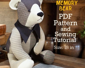 Memory Bear 18" Schnittmuster Simple Bear Pattern Nähen Muster PDF Teddybär-Muster Andenken Bär Sew Bear Einfachheit Muster Easy
