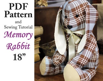 Hase Schnittmuster Großer Hase Süßer Hase Stofftier Flauschiges Kaninchen PDF Häschen Schnittmuster Memory Bear Memory Bunny Schnittmuster Nähmuster