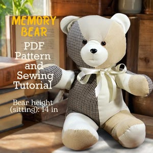 Memory Bear Pattern Easy 14" Sewing Pattern Simple Bear Pattern Sewing Pattern PDF Teddy Bear Pattern Keepsake Bear PDF Pattern Vintage Bear