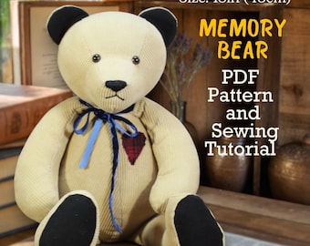 Memory Bär Schnittmuster 18 Zoll Make Teddybär Kuscheltier Teddybär Schnittmuster Einfaches Bär Schnittmuster PDF Erinnerungsbär Schnittmuster