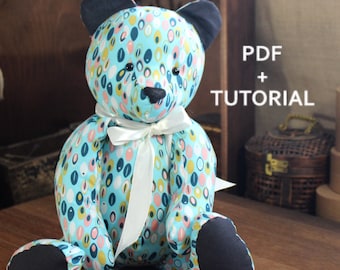 Memory Bear Pattern Easy 14" Schnittmuster Einfaches Bären-Muster Nähen Muster PDF Teddybär-Muster Andenken Bär PDF Muster Stofftier