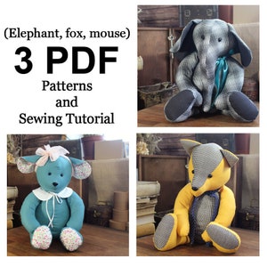 Three Sewing Patterns Memory Bear Patterns Easy Sewing Pattern Simple Bear Pattern Sewing Pattern PDF Teddy Bear Pattern Memory Toy Patterns