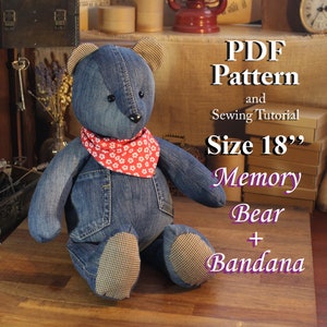 Memory Bear Easy 18&quot; Sewing Pattern Simple Bear Pattern Sewing Pattern PDF Teddy Bear Pattern Keepsake Bear Sew Bear Vintage Bear For Sewing
