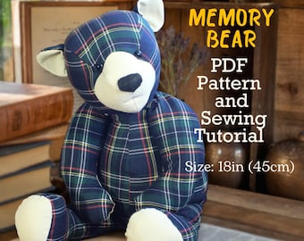 Simple Memory Bear Pattern 18&quot; Easy Bear Pattern Memorial Bear Sewing Tutorial Pattern Sewing Pattern Simple Bear Keepsake Bear PDF Pattern