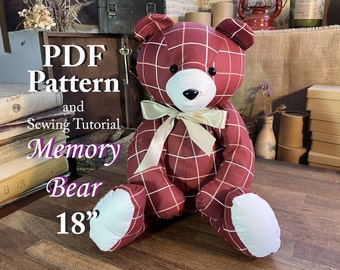 Memory Bear 18" Simple Pattern Easy Bear Pattern Memorial Bear Sewing Tutorial Pattern Sewing Pattern Simple Bear Keepsake Bear PDF Pattern
