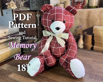 Oso de memoria 18" Patrón simple Patrón de oso fácil Patrón de costura de oso conmemorativo Patrón de costura Patrón de oso de recuerdo simple Patrón PDF