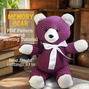 Memory Bear Pattern Easy Sewing Pattern Simple Bear Pattern Sewing Pattern PDF Teddy Bear Pattern Keepsake Bear PDF Pattern Vintage Bear