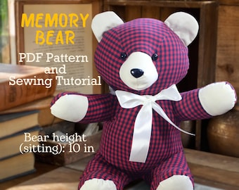 Molde para Costurar Urso da Memória, Urso de Lembrança Fácil (PDF)