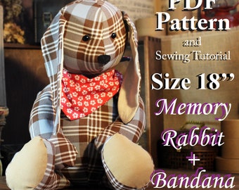 Rabbit Pattern 18'' Big Bunny Cute Bunny Stuffed Animal Rabbit PDF Patterns Bunny Pattern Memory Bear Memory Bunny Pattern Sewing Patterns