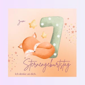 Carte numérique pour l'anniversaire du ciel au design aquarelle, carte de vœux anniversaire décès à télécharger enfant étoile enfant papillon