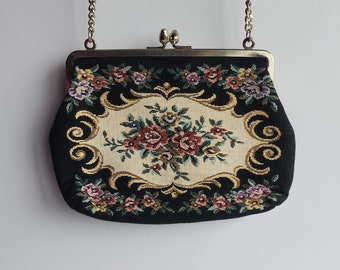 Vintage Floral Tapestry Evening Purse