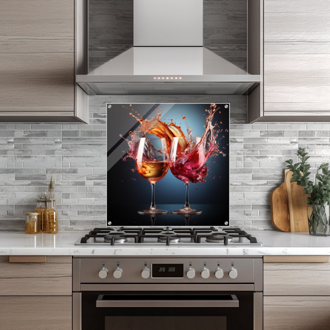 Wine Glass Splashback Glass Kitchen Decor Stove Glass Etsy