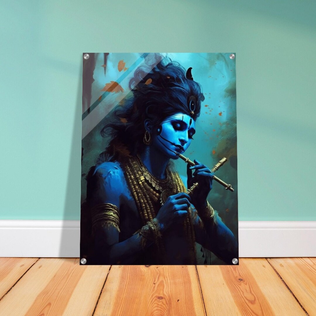 Krishna Glass Wall Art Krishna Wall Art Krishna Tempered Glass Etsy