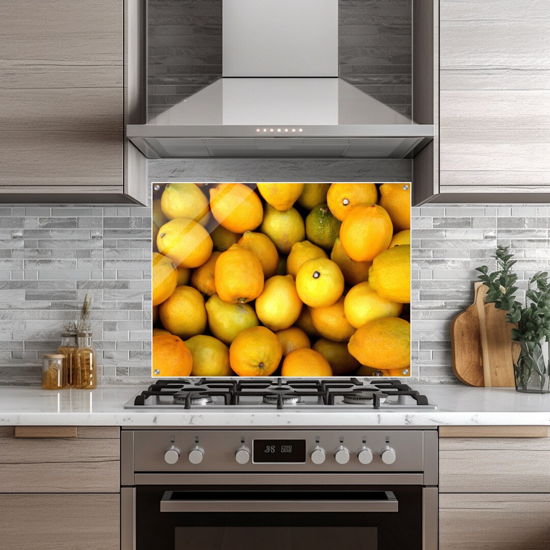 Lemons Glass Splashback Glass Kitchen Decor Stove Glass Splashback for