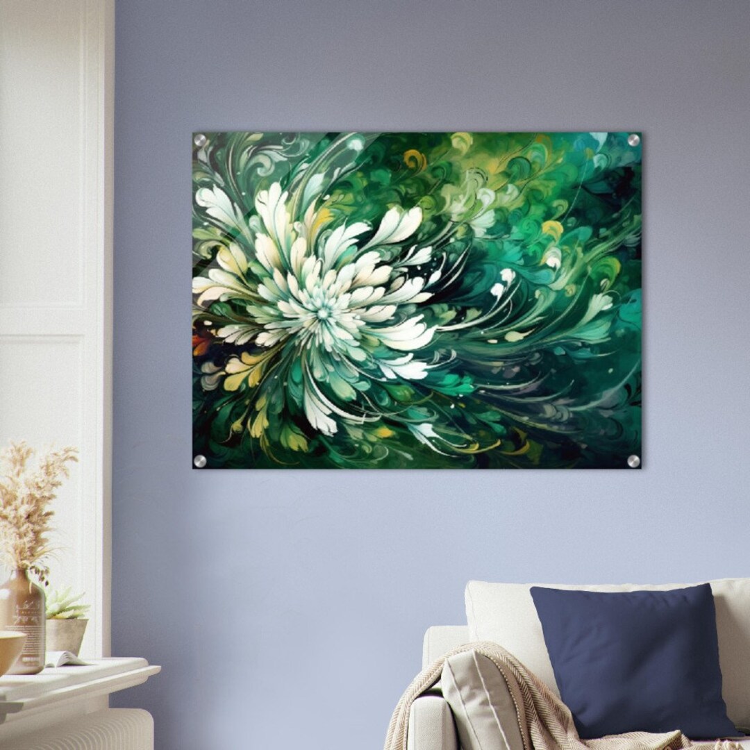 White Flower Glass Wall Art Tempered Glass Wall Art Flower Wall Art Glass Printing Wall Hangings