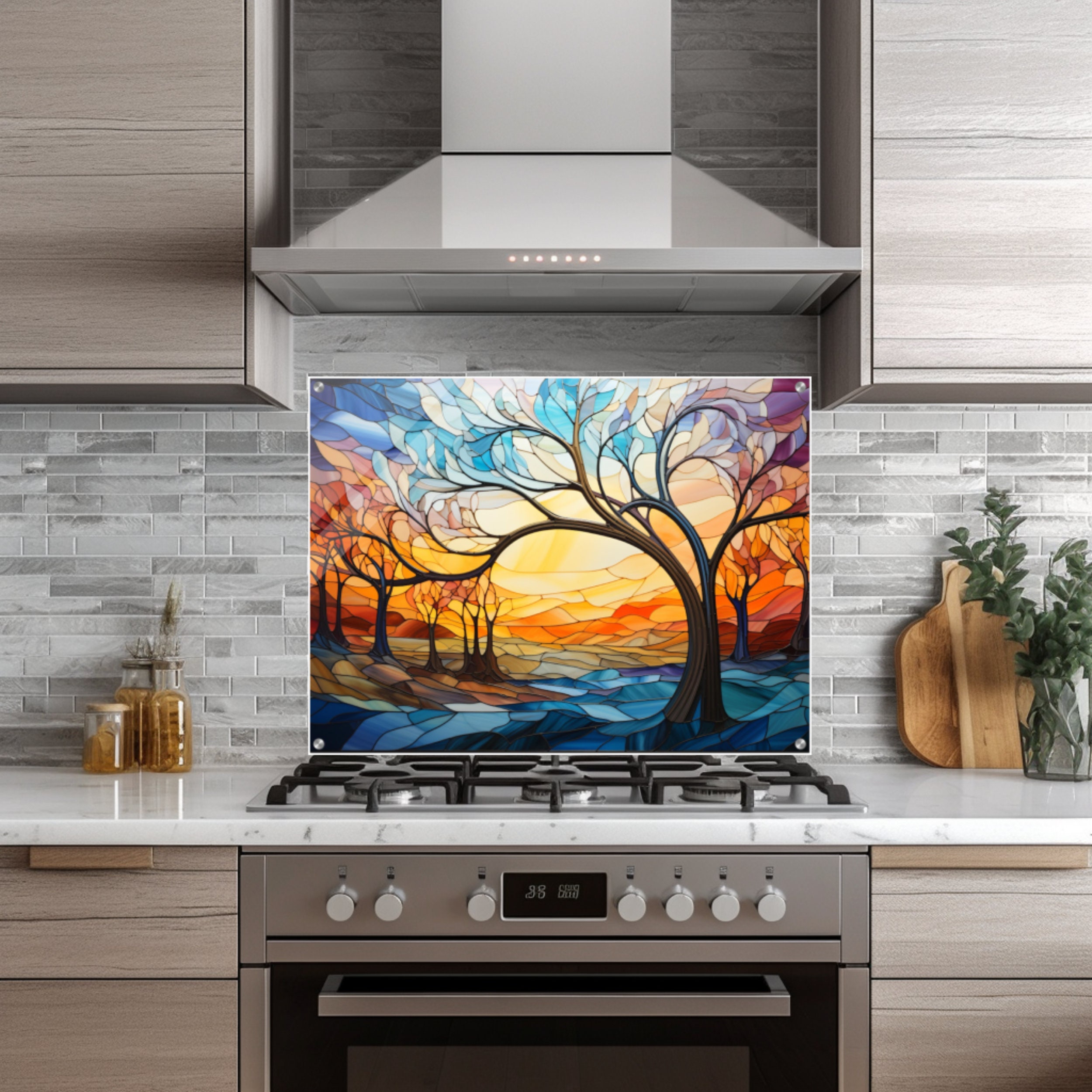 Mosaic Glass Splashback Glass Kitchen Decor Stove Glass Etsy