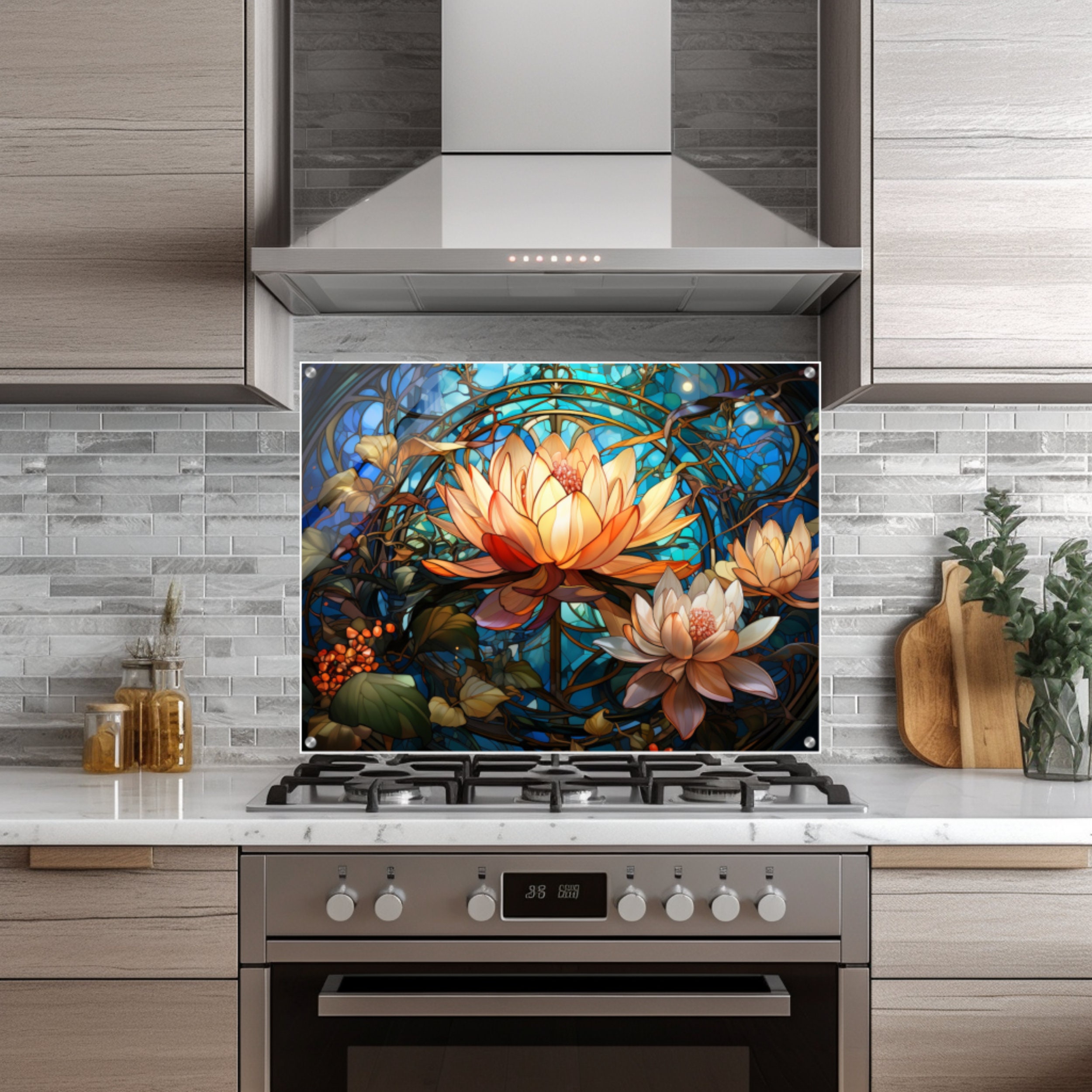 Flower Dream Glass Splashback Glass Kitchen Decor Stove Glass Splashback for Kitchen Glass