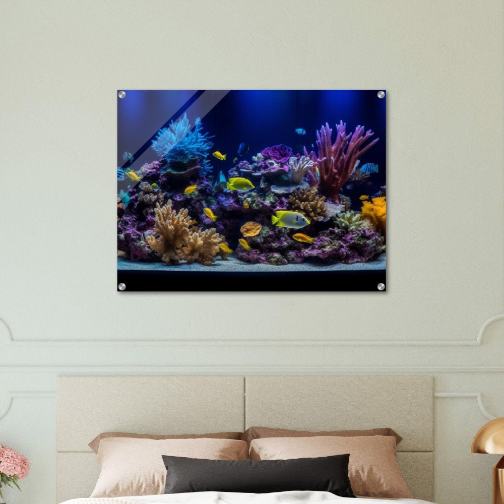 Aquarium Wall Art Aquarium Glass Wall Art Tempered Glass Wall Etsy
