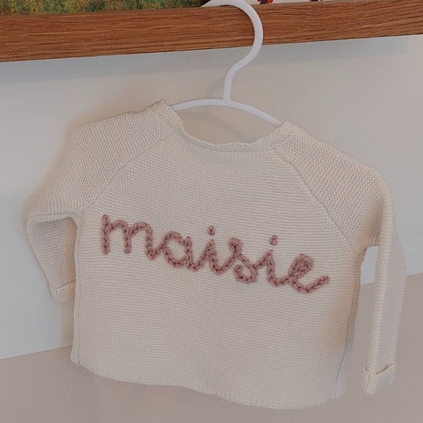 Baby & Toddler personalised hand embroidered name cardigan - baby gift - unique newborn gift