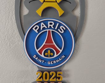 Objet décoratif décoration murale Trophée Ligue des Champions Logo PSG 2025 2026 personnalisable BACK2BACK