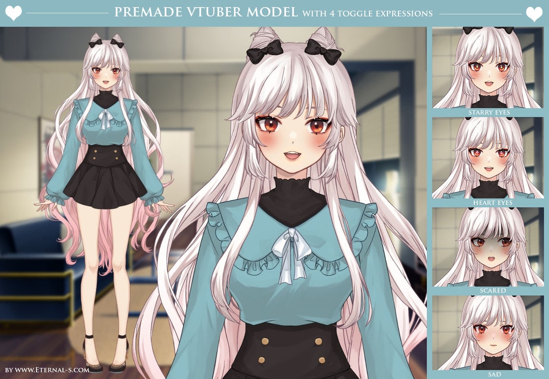 Premade live 2d vtuber model cute bun anime girl for vtubing etsy france
