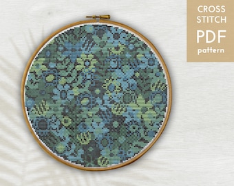 Blommigt korsstygnsmönster: Modern blomdesign (digital PDF)