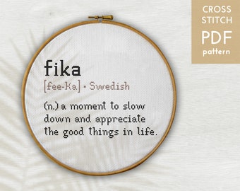 FIKA-citat Korsstygnsmönster: Boho Heminredning (PDF-mönster)