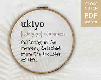 Ukiyo-citat korsstygnsmönster: Japansk definition (PDF-mönster)