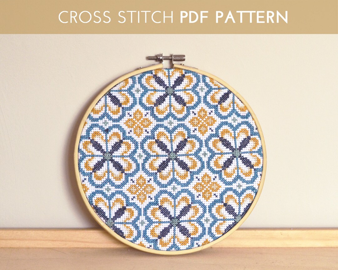 Tile Cross Stitch Pattern: Geometric Embroidery (PDF Pattern) - Etsy