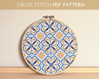 Mönster för korsstygn med kakel: Geometriskt broderi (PDF-mönster)