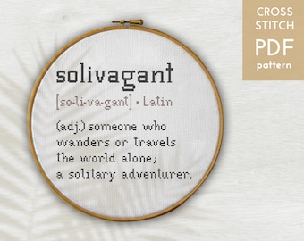 Korsstygnsmönster från Solivagant: Citat från ensamresenär (PDF-mönster)