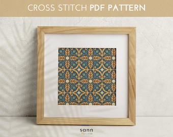 Mönster för korsstygn med vintagekakel: Boho heminredning (PDF-mönster)