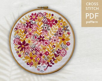Floral Cross Stitch Pattern: Bohemian Flower Design (PDF Pattern)
