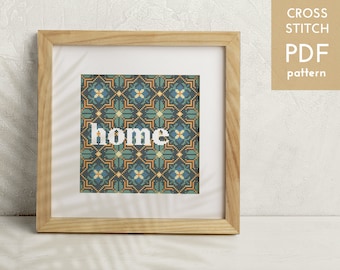 Hemcitat Korsstygnsmönster: Geometrisk mysig inredning (PDF-mönster)