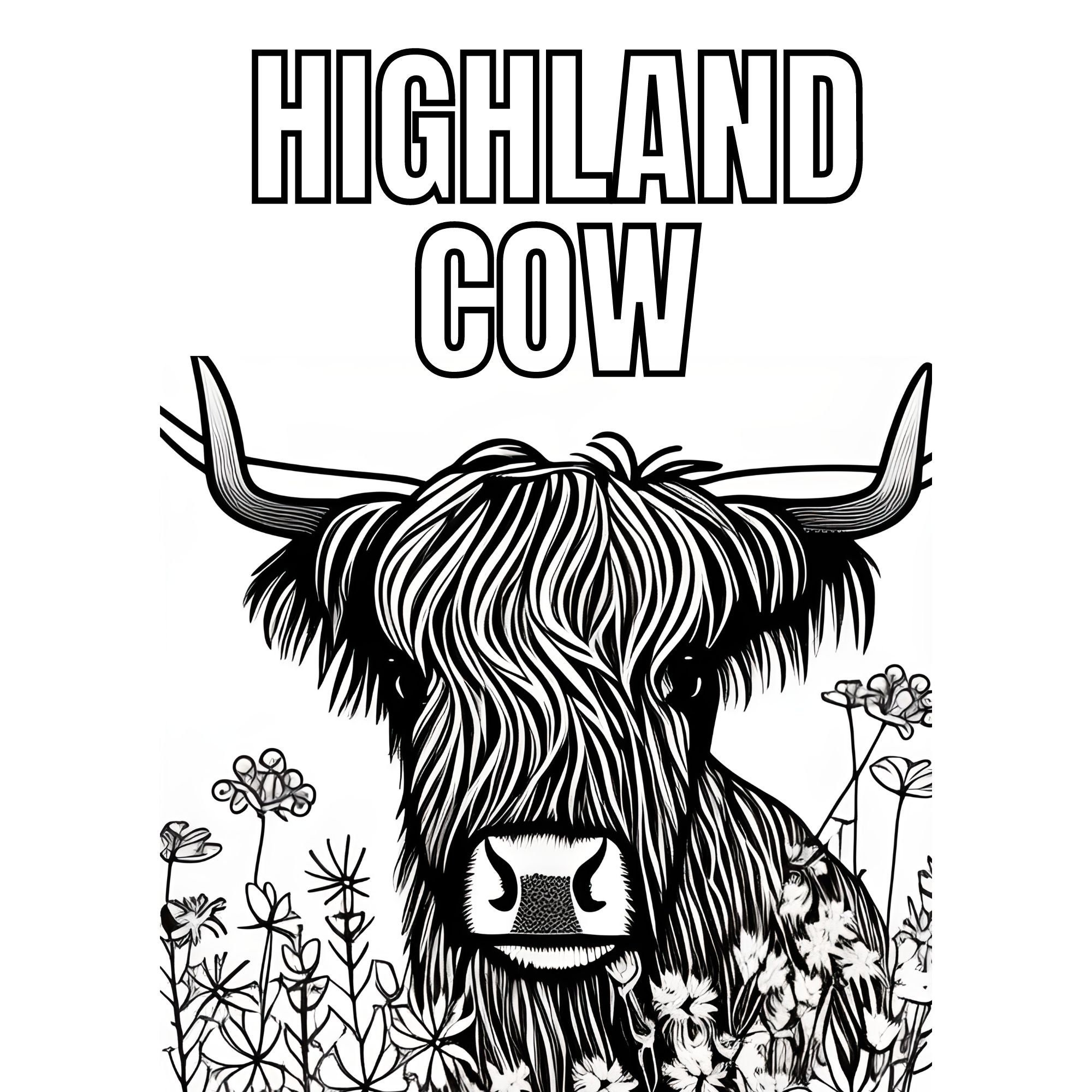 Highland Cow Coloring Pages PDF Printable - Etsy