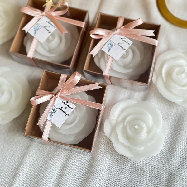 Wedding Candle Favors, Rose Candle Gifts Bulk, Candle Gift Box Set, Bridesmaid Candle , Flower Candle, Babyshower Candle