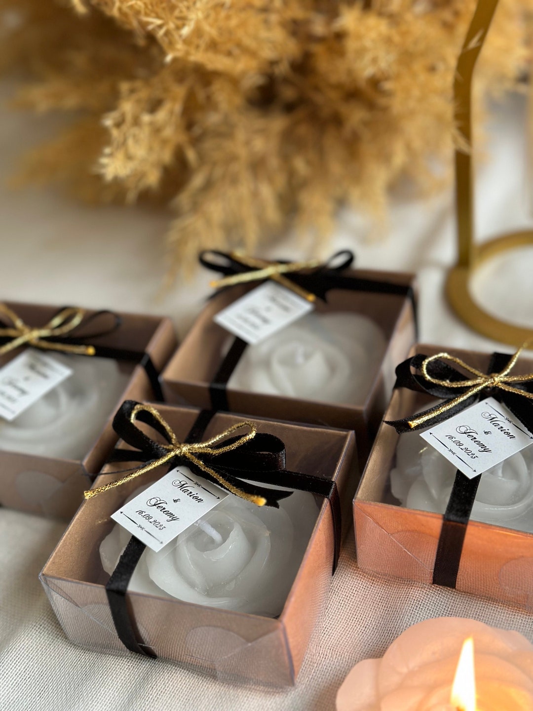 Personalized Wedding Candle Favors, Rose Candle Gifts Bulk, Candle Gift