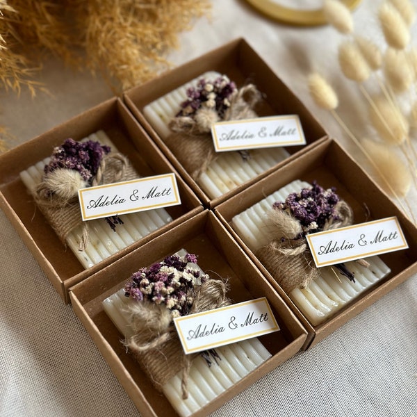 Wedding Soap Favours, Personalised Vegan Soaps, Handmade Scented Soap Favors, Bridal-Baby Shower Party Gifts, Square Soap Bars