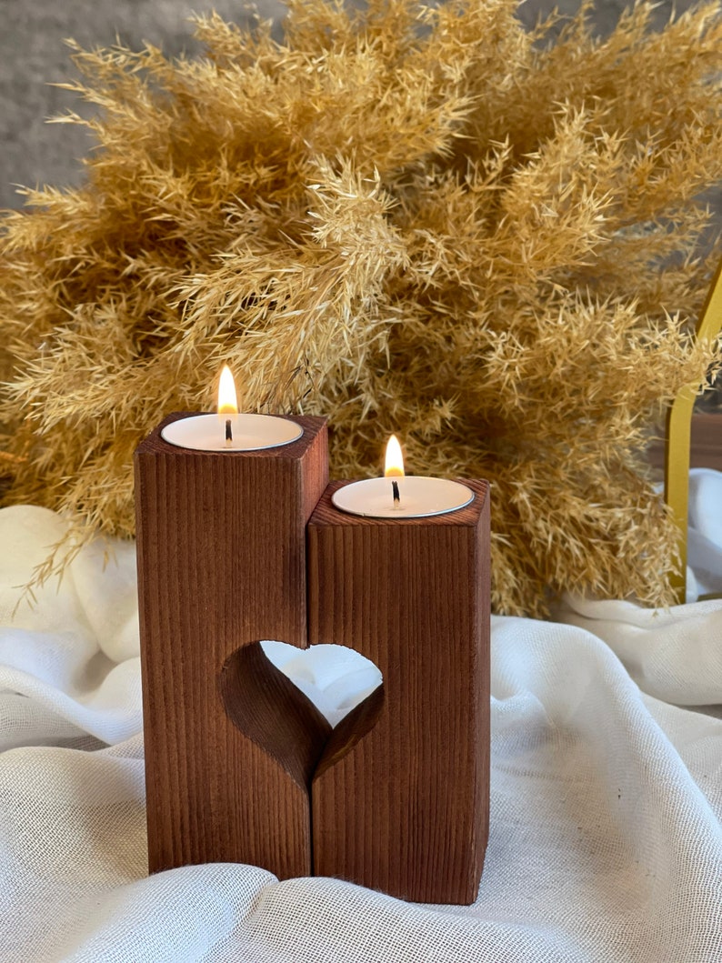 Grand Bougeoir Coeur En Bois, Déco Rustique, D'occasion