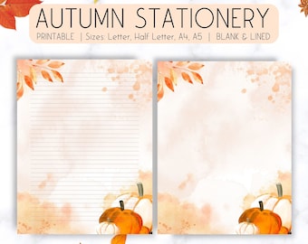 Aquarell Herbst Briefpapier: Liniertes Briefpapier (Digitaler Download)