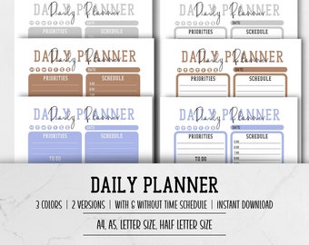 Daily Planner Printable Personal Daily Planner, Productivity Planner Instant Download Daily Planner, Simple Daily Hourly Planner, To Do List