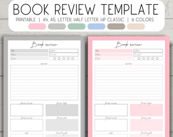 Printable Book Review Template, Colorful Book Review, Cute Reading Tracker, Book Review PDF, Reading Log, Reading Tracker