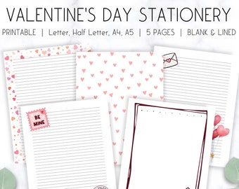 Valentinstags-Briefpapier: Romantische Notizseiten (Digitaler Download)