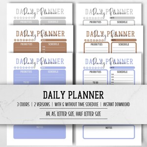 Daily Planner Printable Personal Daily Planner, Productivity Planner Instant Download Daily Planner, Simple Daily Hourly Planner, To Do List