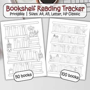 Reading Tracker stampabile, registro di lettura per libreria A4 A5 Letter HP Classic, Book Tracker, Reading Challenge 50 e 100 libri, Reading Planner
