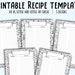 Recipe Template Printable, Blank Recipe Page, Cookbook Template, Recipe Sheet A4 A5 Letter Half ...